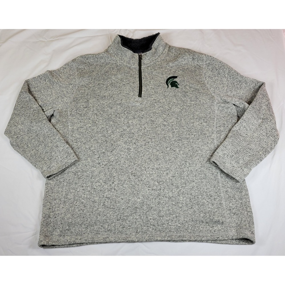 Pro Edge Michigan State Spartans Quarter Zip Sherpa Neck Fleece Pullover Men 3XL